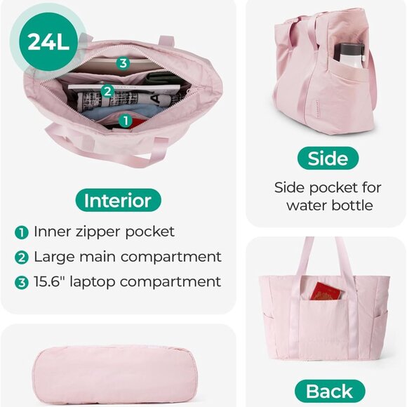 Tote Bag for Women with Zipper, Gym tote with Compartments, Work Tote Nurse Danc - Picture 4 of 7